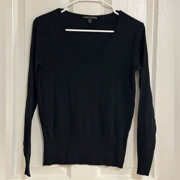 Ralph Lauren Black Label Sweaters - Ralph Lauren Black V-Neck Sweater – 100% Mercerized Cotton, Size M black label